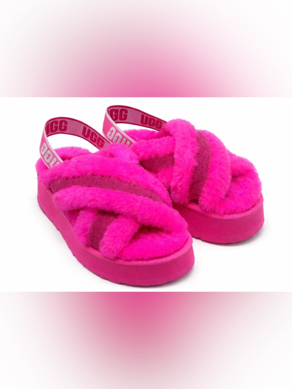 UGG Disco Cross Slide - Rock Rose Pink Platform Sandals - NWT